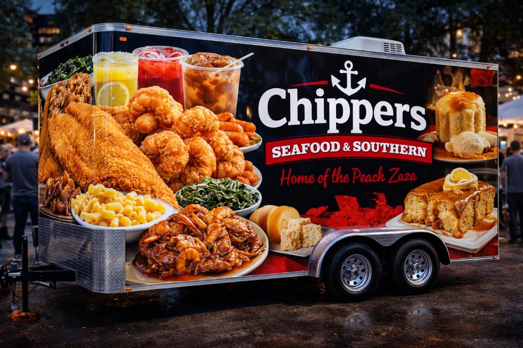 Chippers Seafood food trailer wrap