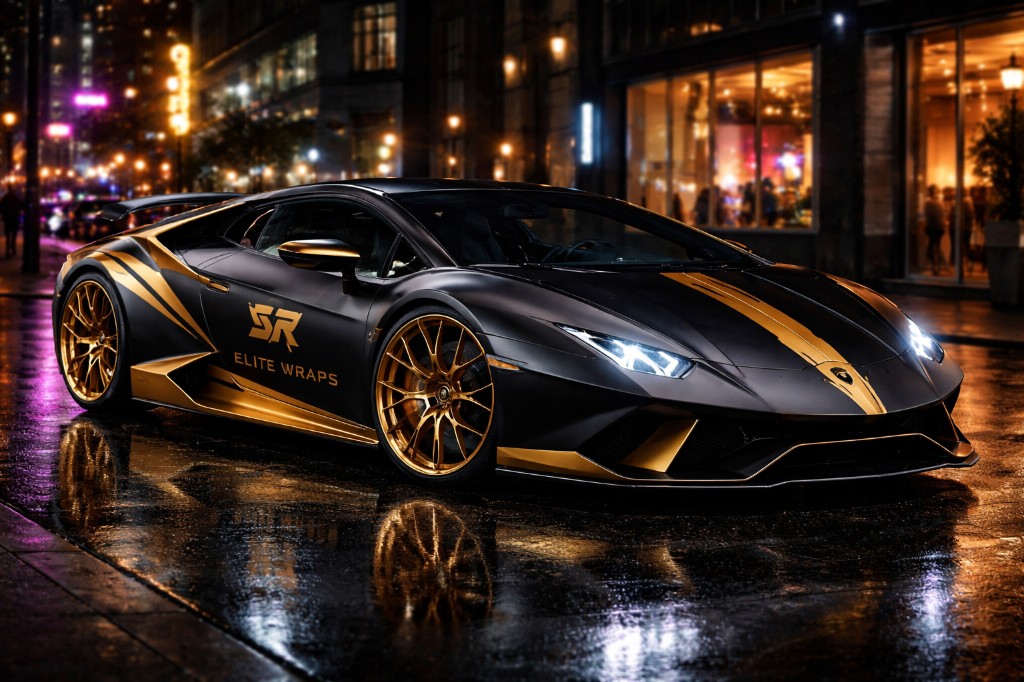 Lamborghini with premium gold vinyl accents